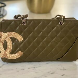 Chanel Olive Green Cambon Bowling Bag